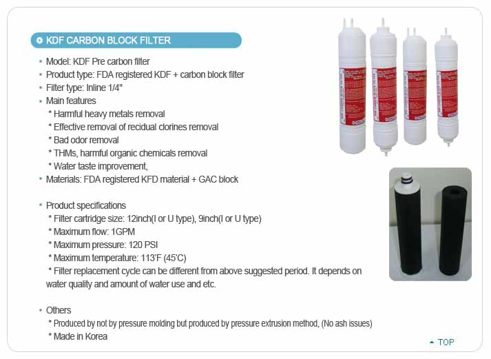KDF carbon block filter